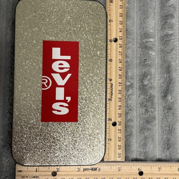 VTG Levi's Pocket Watch Clip Stainless Steel Navy Blue Quartz Tin Gift Box Japan - Picture 6 of 10